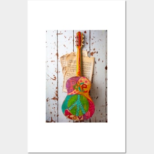 Love Peace Guitar Hanging On Wall Posters and Art